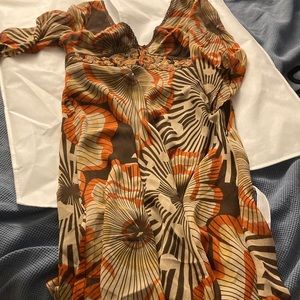 Karen Millen Dress : Size 4 : Orange and Brown pattern